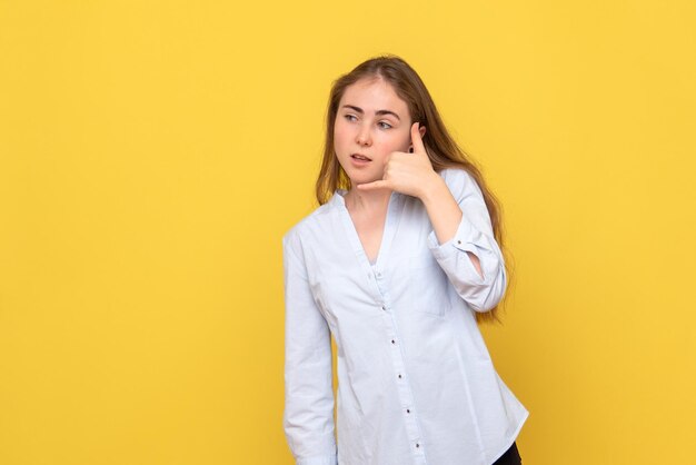 Front view of young woman posing