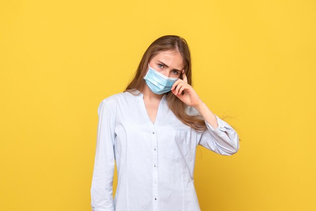 Front view of young woman stressed