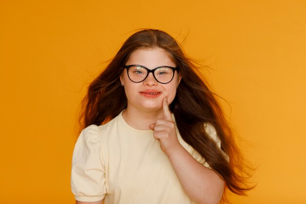 Front view young woman with down syndrome