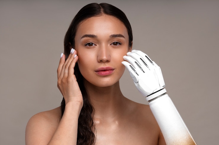 Free Photo front view young woman with prosthesis