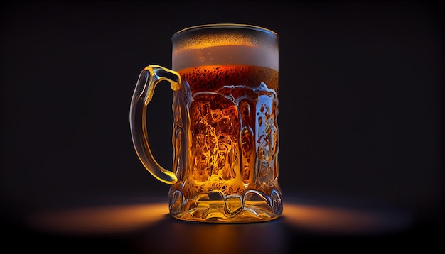 A frothy beer in a drinking glass generative AI