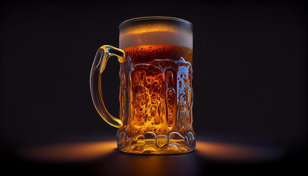 Пенистое пиво в стакане с генеративным ИИ