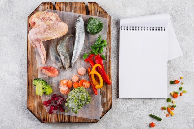 Free photo frozen food on the table arrangement