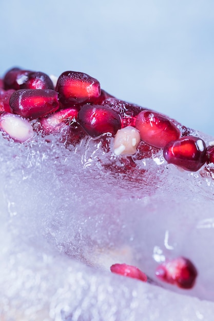 Free photo frozen pomegranate seeds