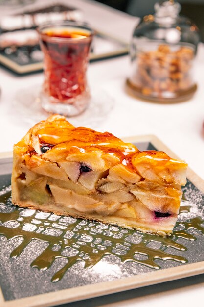 Fruit cake served with tea