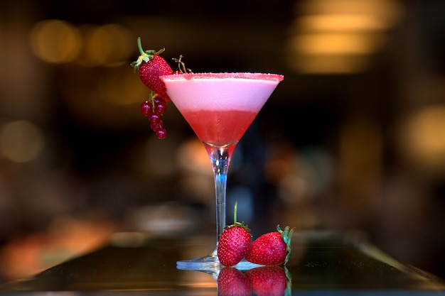 Fruit cocktail with fresh strawberry