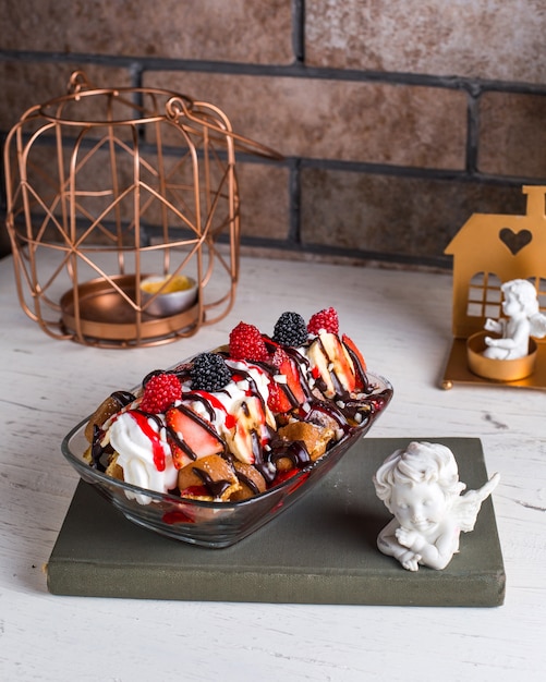 Fruit ice cream on the table