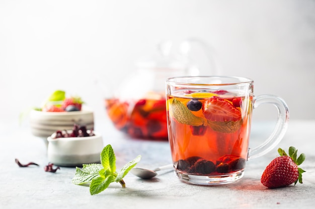 Fruit red tea with berries