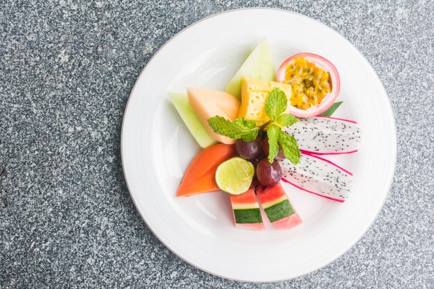 Fruit on white plate