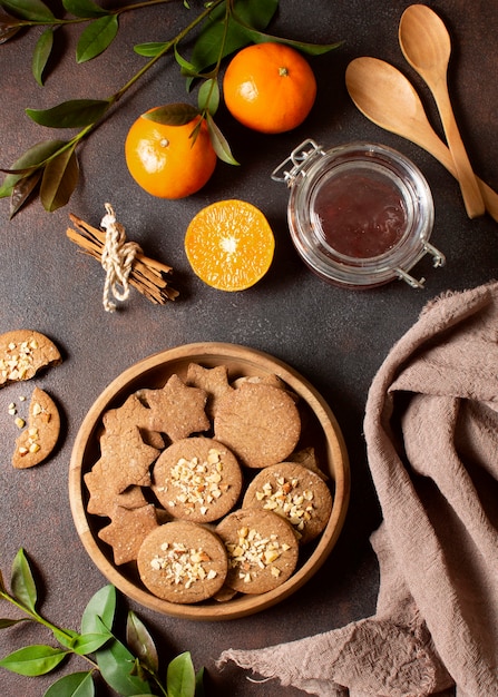 Fruit and winter cookies dessert