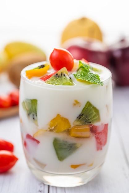 Fruit Yogurt Smoothie in glass.