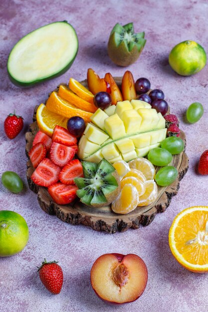 Fruits and berries platter,vegan cuisine.