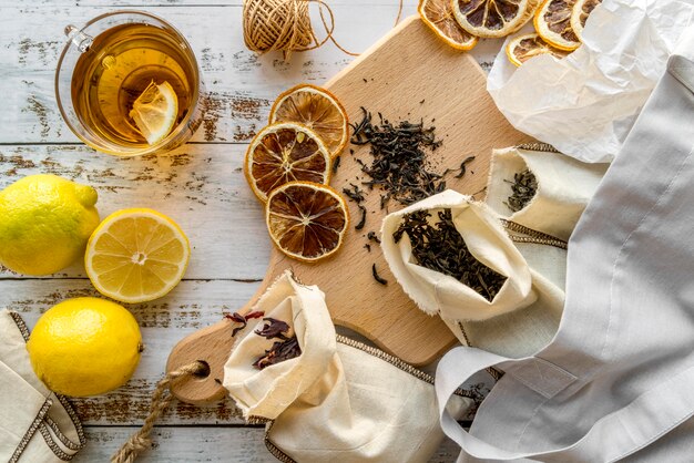 Fruits and herbs for tea