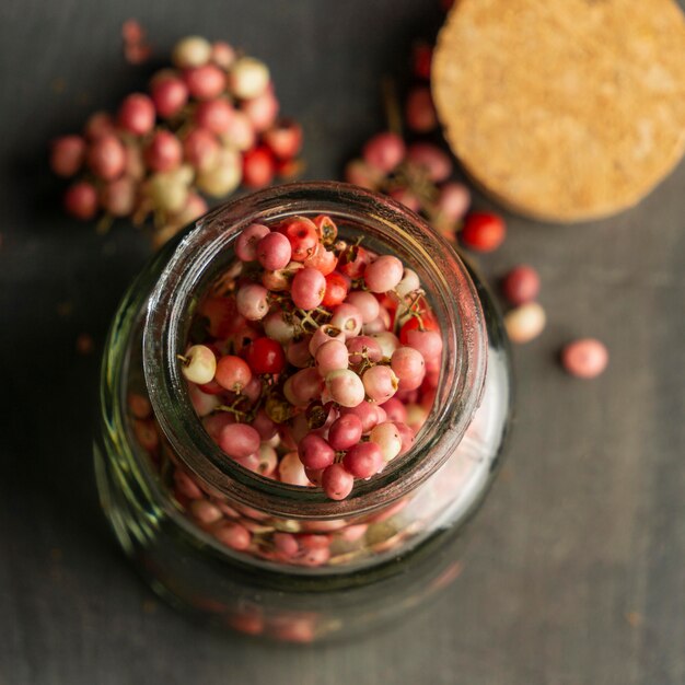 Fruits in jar top view