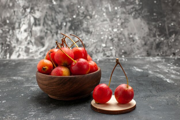 Fruits in a small wooden bowl