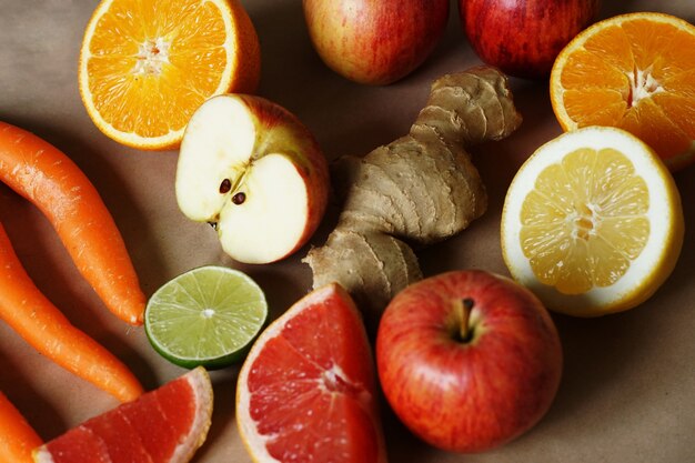 Fruits and vegetables put close to each other