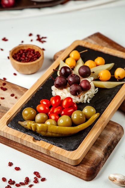 Fruits and vegetables set on the table