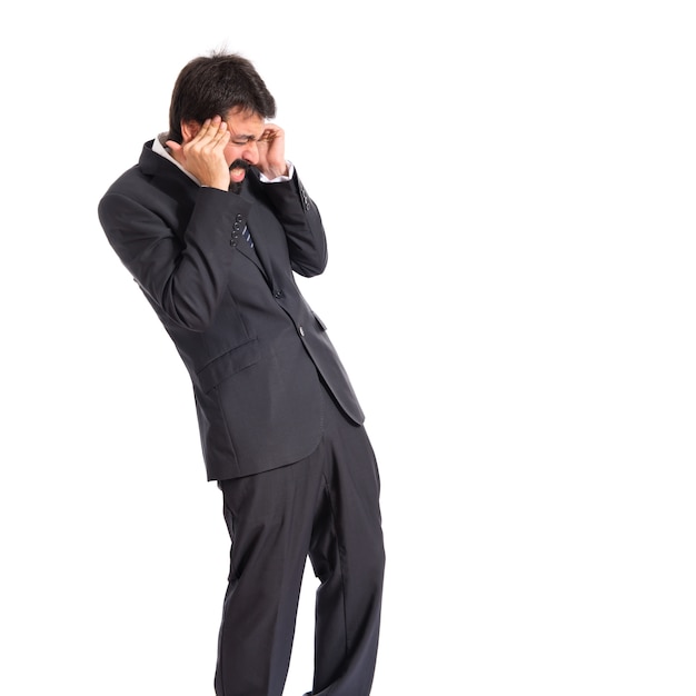 frustrated businessman over isolated white background