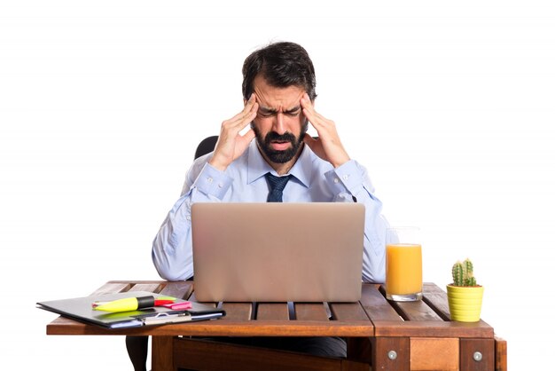 frustrated businessman over white background