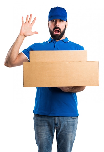 Frustrated delivery man