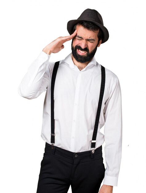 Frustrated hipster man with beard