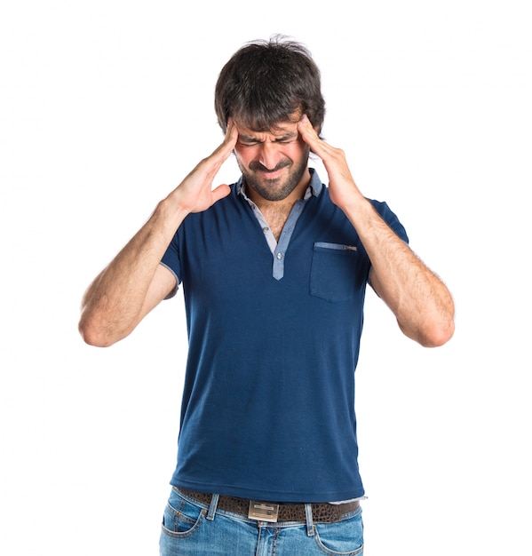 frustrated man over isolated white background