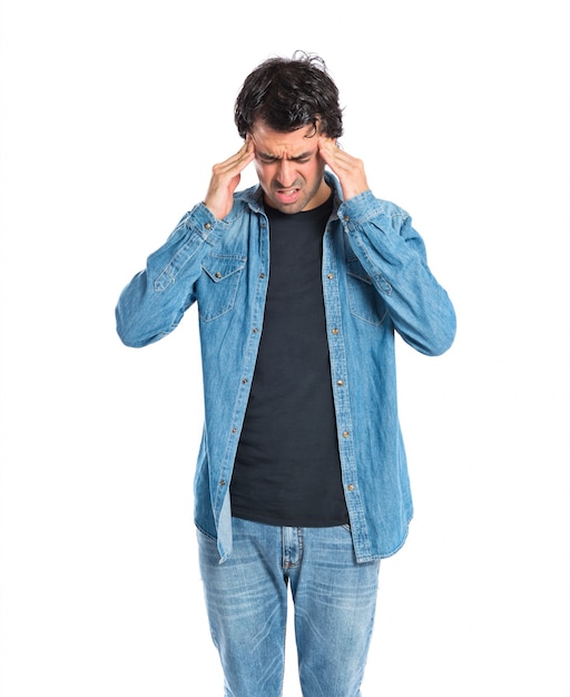 frustrated man over isolated white background