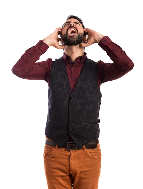 Free photo frustrated man wearing waistcoat