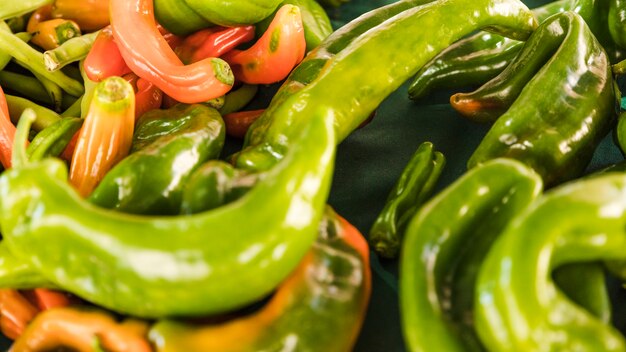 Full frame of fresh green chili pepper for sale