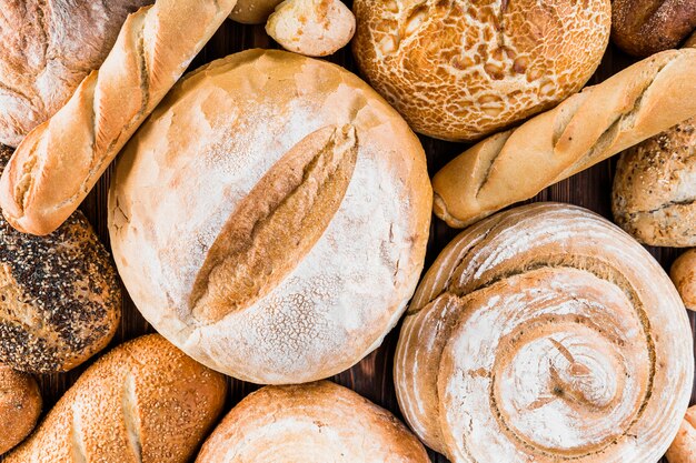 Full frame of freshly baked loaves