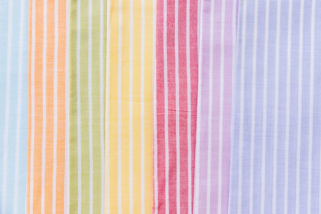 Full frame shot of colorful stripes pattern curtain samples