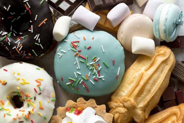 Full frame of various confectionery food