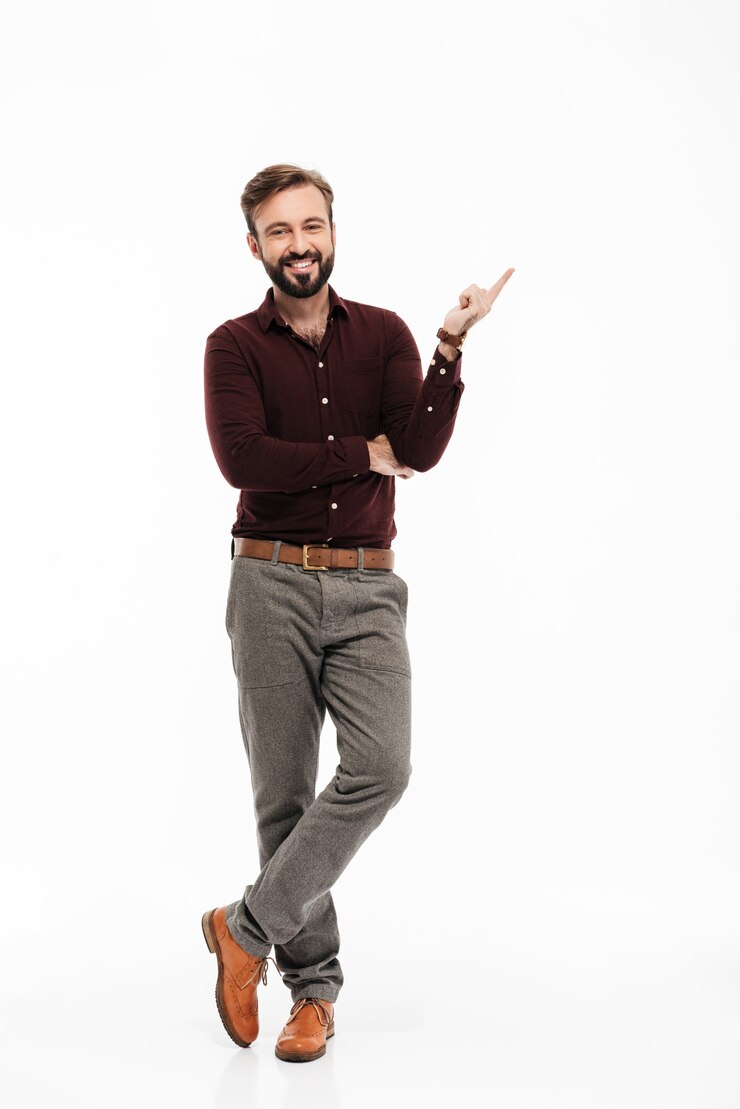 Free Photo full length portrait of a confident happy man