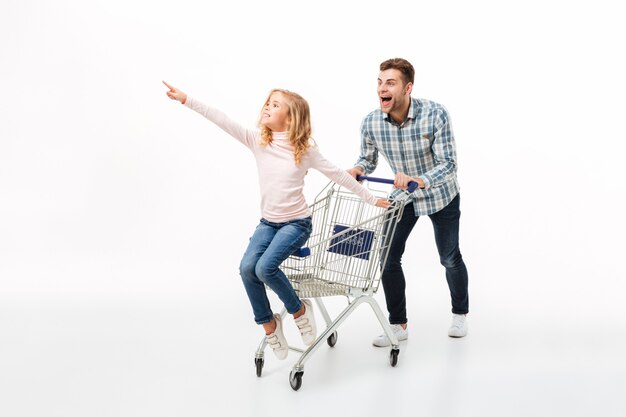 Full length portrait of an excited father