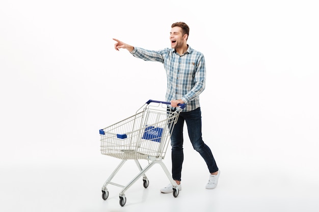 Free photo full length portrait of an excited man