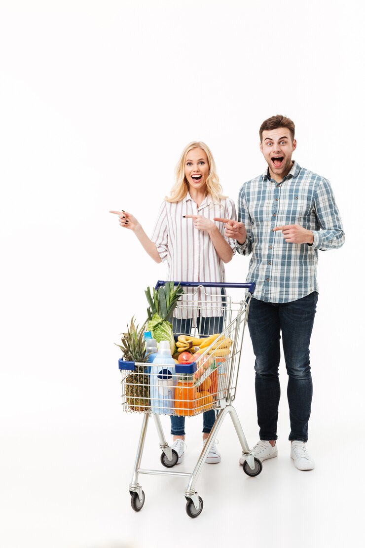 Free Photo full length portrait of a happy couple