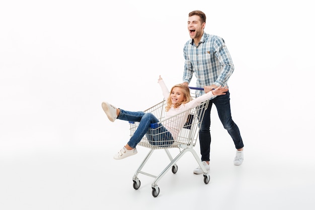 Free photo full length portrait of a happy father