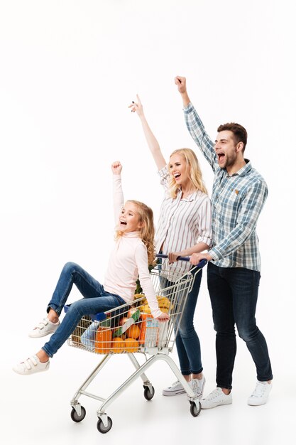 Full length portrait of a joyful family