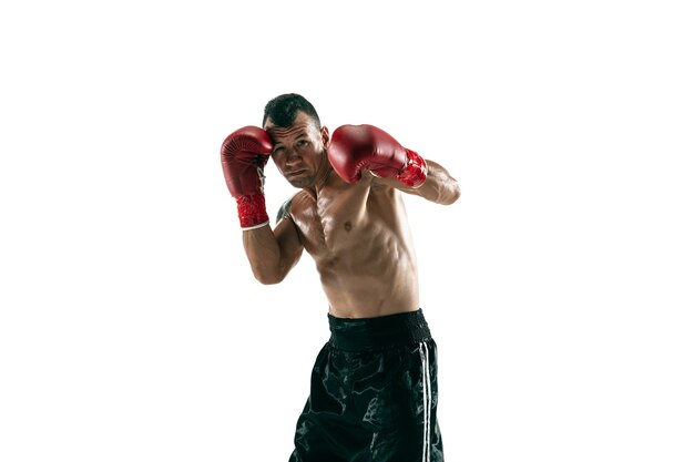 Full length portrait of muscular sportsman with prosthetic leg