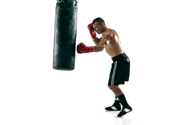 Full length portrait of muscular sportsman with prosthetic leg