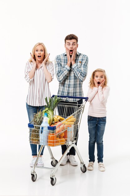 Free photo full length portrait of a shocked family