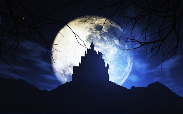 Full moon on halloween night