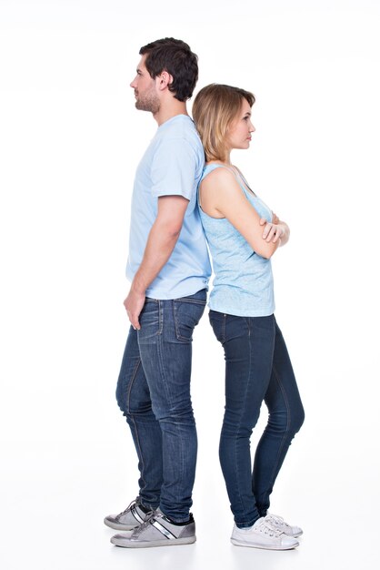 Full portrait of happy couple isolated