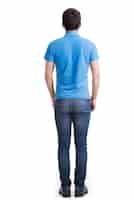 Free photo full portrait of man standing back in casuals