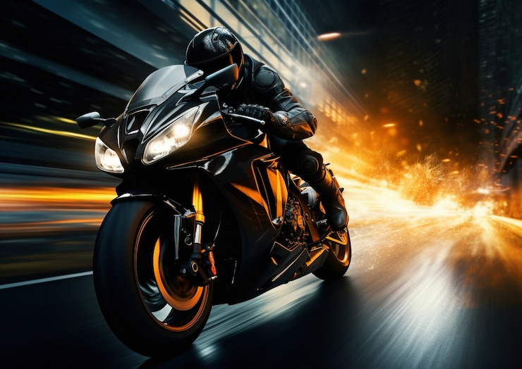 Free Photo full shot adult with equipment riding motorcycle