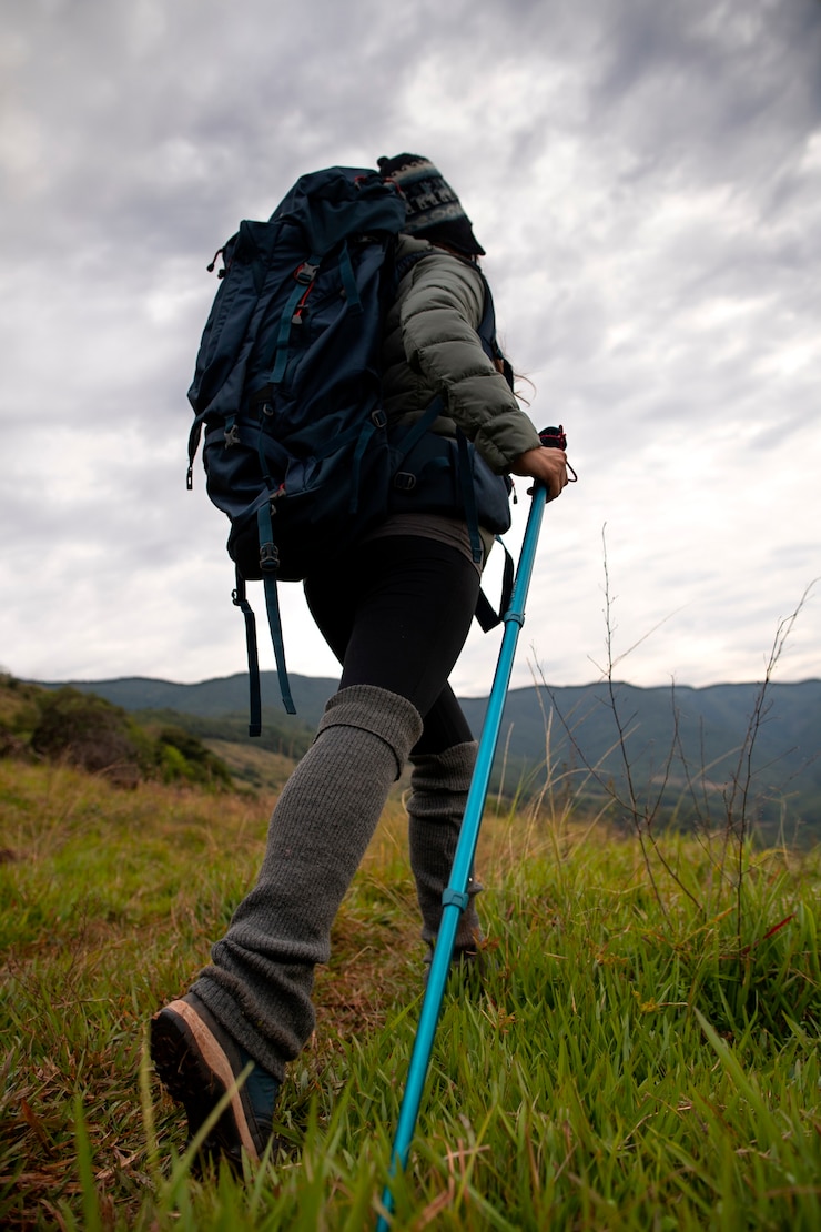 Free Photo full shot adventurous woman bivouacking