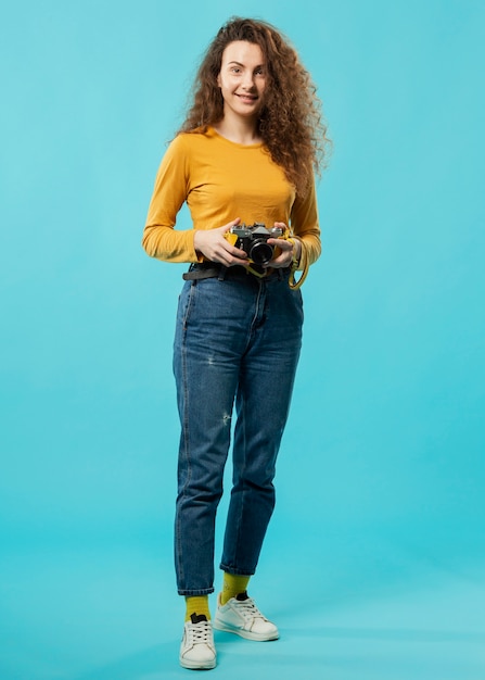 Full shot of beautiful smiling woman