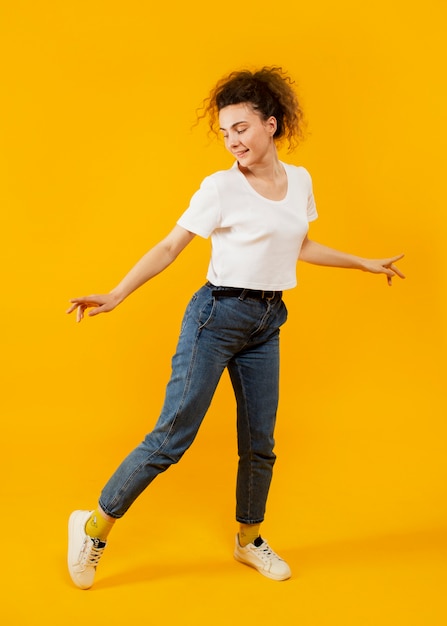 Full shot of beautiful smiling woman