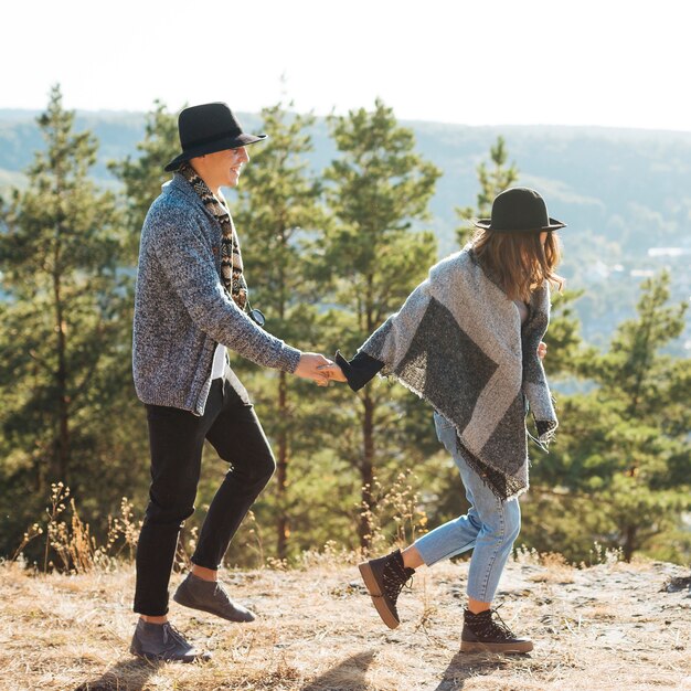 Full shot cute couple together outdoors