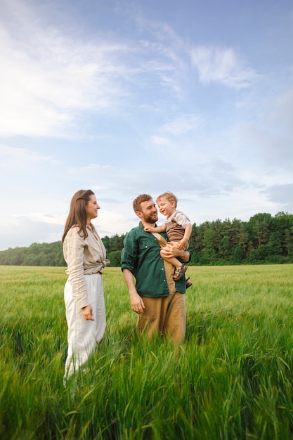 Free photo full shot family living at countryside